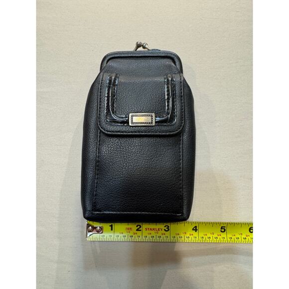 Vintage Black Faux Leather Coin Purse Cigarette Clutch w/ ID & Card Slots - Picture 10 of 10